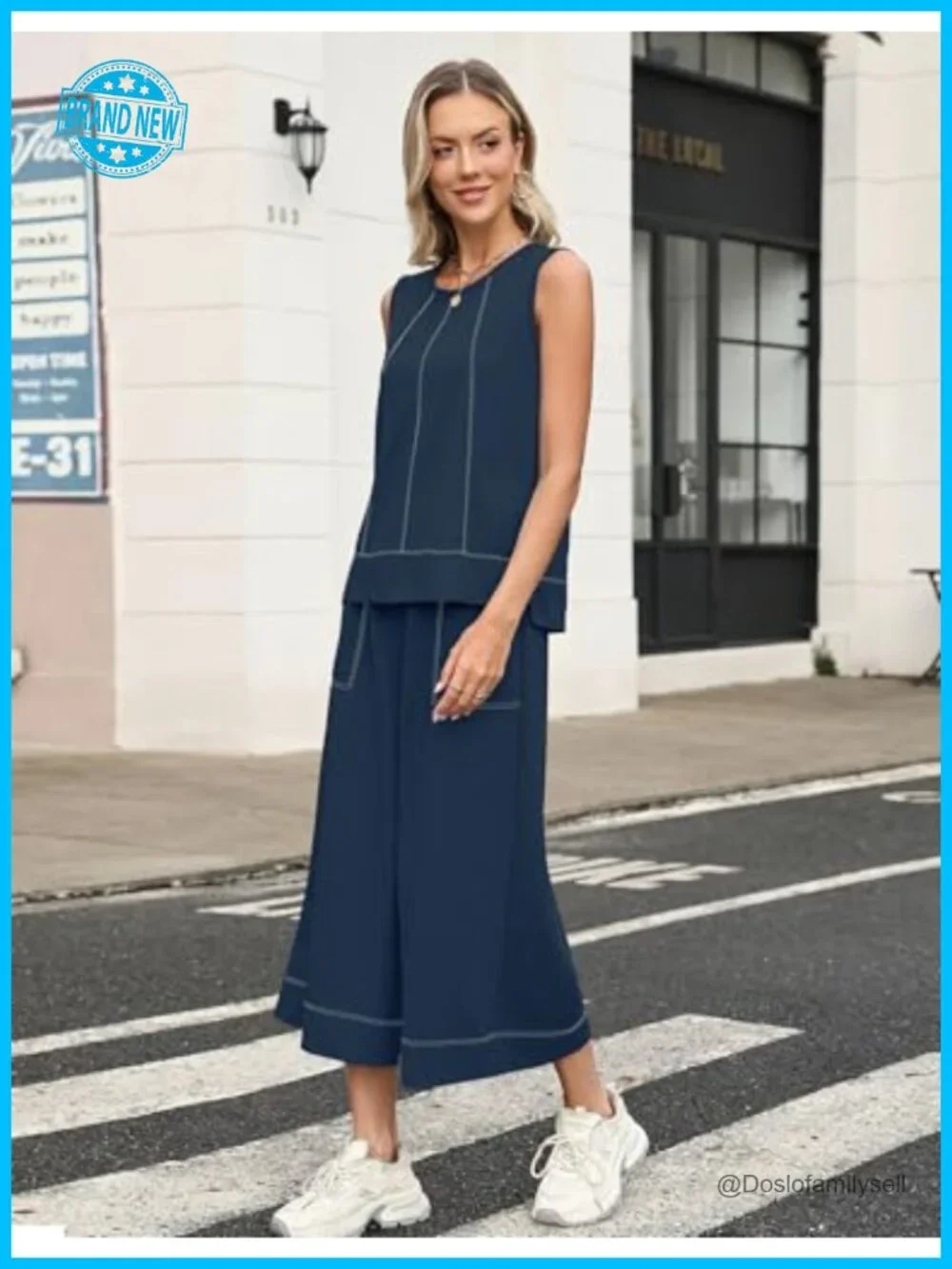Two Piece Sets for Women Sleeveless Crop Pants Matching Lounge Set